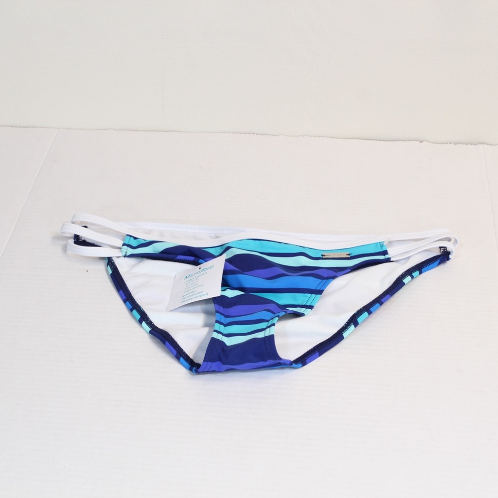 Blue and White Striped Bikini Bottom